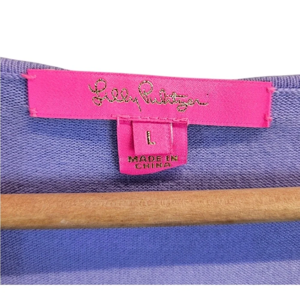 Lilly Pulitzer Lavender Bow Sleeve Top Size Large V-Neck Charming Coastal Preppy - Picture 5 of 7
